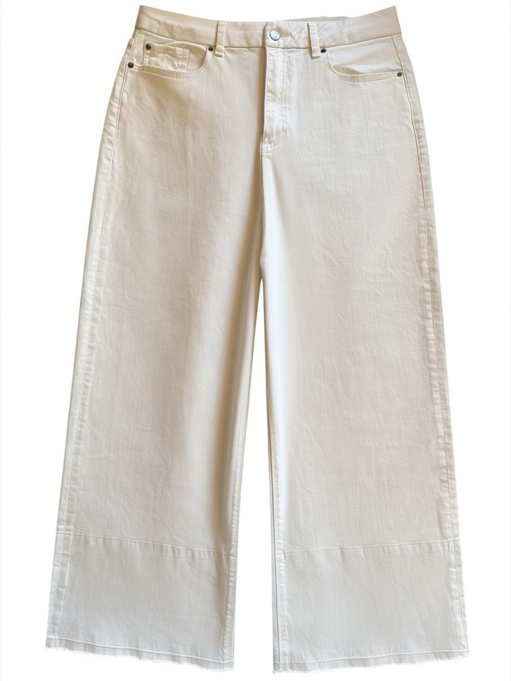 1 State Sz 31” Wide Leg High-Rise White Distressed Hem Denim Jeans | GUC